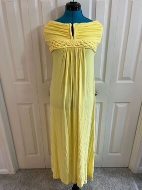 Sky Yellow Braided-Empire Maxi Dress